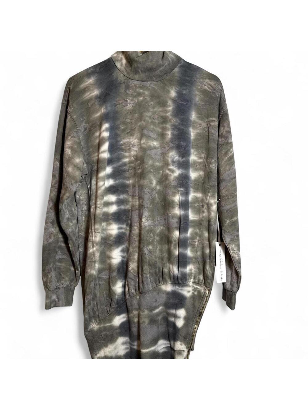 NWT Young Fabulous & Broke Grey Tie-dyed Turtleneck Sweatshirt Dress Size M